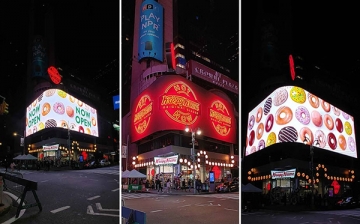 Daktronics Corner-Wrapping LED Video Display Helps Krispy Kreme Stake Their Claim in Times Square