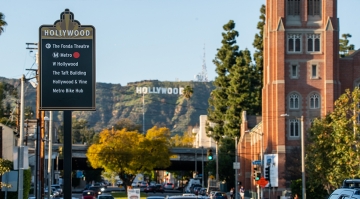 Hunt Design Wayfinding in Tinseltown Hunt Design Wayfinding in Tinseltown (image by Matt Givot Photography: sign with Hollywood sign in background)
