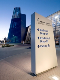 Calori & Vanden-Eynden Design Consultants, Virginia Beach Convention Center photo of signage for Virginia Beach Convention Center