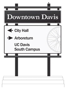 Gnu Group, Downtown Davis Image of wayfinding signage for Downtown Davis